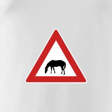 Dopravná značka - Pozor pasúci sa kôň