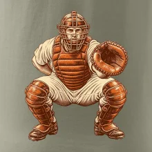 Baseballový catcher retro rytina