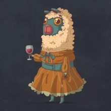 Alpaka s vínom žena