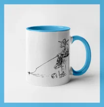 Kreslený rybár na pni