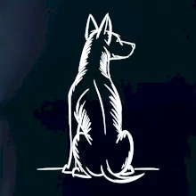 Pes kreslený zozadu