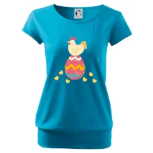 Sliepka sediaca na veľkonočnom vajci