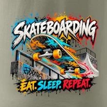 Skateboard ve street stylu eat sleep repeat