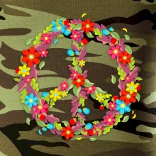 Peace symbol červené kvety