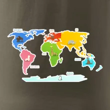 Svetové kontinenty s názvami a zvieratkami