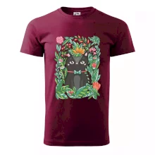 Mačka s kvetmi maľované