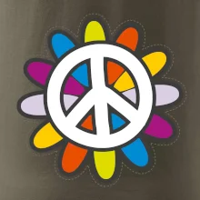Peace symbol s kreslenou kvetinou
