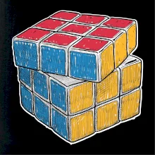 Rubikova kocka kreslená