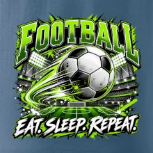 Futbalová lopta a štadión eat sleep repeat