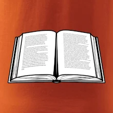 Kniha čiernobiela otvorená s textom