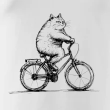Tučná mačka na bicykli