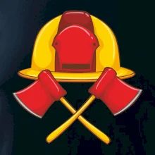 Hasičská helma a sekera Hasičská helma a sekera