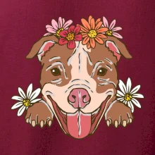 Americký stafordšírsky teriér hlava s kvetinami