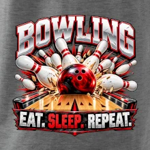 Bowlingová guľa a kolky eat sleep repeat