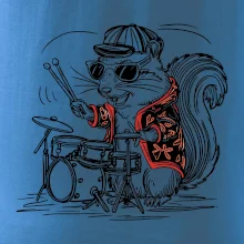 Squirrel playing drums