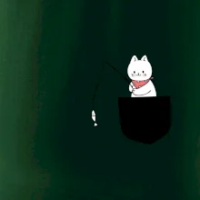 Mačka s rybou vo vrecku