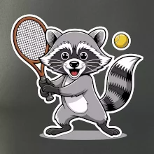 Mýval hrá tenis kreslený