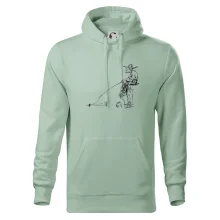 Kreslený rybár na pni