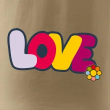 Love nápis s kvetinou