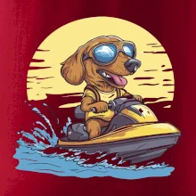 Jazvečík na vodnom skútri