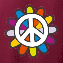 Peace symbol s kreslenou kvetinou