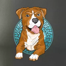 Americký staford kreslený v koliesku (Pecka design)