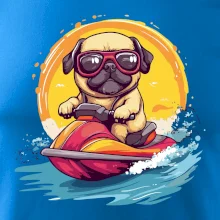 Mops na vodnom skútri