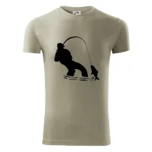 Rybár ťahajúce rybu