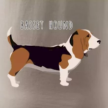 Basset hound pes s nápisom Basset hound pes s nápisom