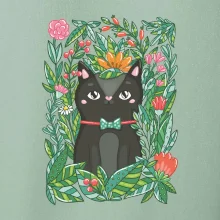 Mačka s kvetmi maľované