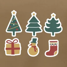 Vianočná sada - stromčeky a darčeky