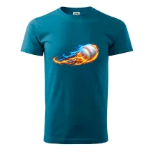 Letící baseballový míček v plamenech