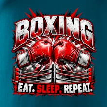 Boxerské rukavice v ringu eat sleep repeat