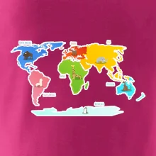 Svetové kontinenty s názvami a zvieratkami