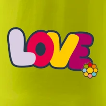 Love nápis s kvetinou