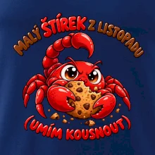 Malý listopadový štírek chrání čokoládovou sušenku