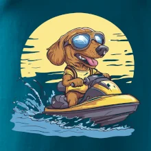 Jazvečík na vodnom skútri