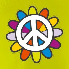 Peace symbol s kreslenou kvetinou