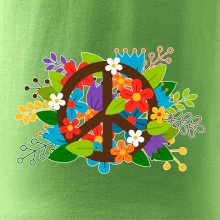 Peace symbol prerastený kvetinami