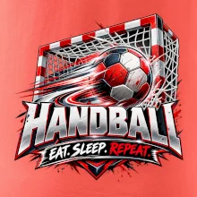 Hádzanárska lopta v bránke eat sleep repeat