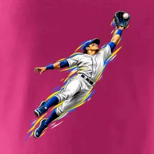 Baseballový polař chytá míček ve výskoku