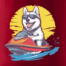 Husky na vodnom skútri