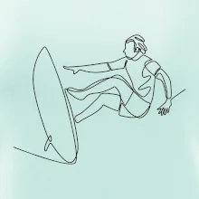 Surfer na vlne jedným ťahom