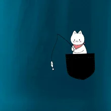 Mačka s rybou vo vrecku