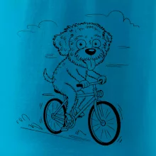 Lagotto romagnolo karikatúra na bicykli čierna