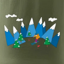 Lyžiar a farebné hory