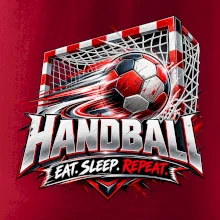Hádzanárska lopta v bránke eat sleep repeat
