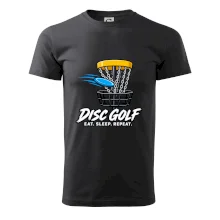 Discgolfový kôš s letiacim diskom eat sleep repeat