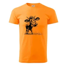 Čiernobiela karikatúra krava stojaca