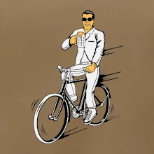 Gentleman na bicykli s pivom